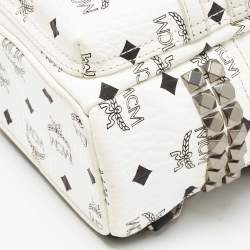 MCM White/Black Visetos Coated Canvas And Leather Mini Stark-Bebe Boo Backpack