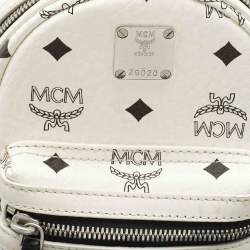 MCM White/Black Visetos Coated Canvas And Leather Mini Stark-Bebe Boo Backpack