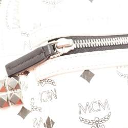 MCM White/Black Visetos Coated Canvas And Leather Mini Stark-Bebe Boo Backpack