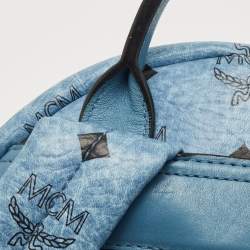 MCM Blue Visetos Coated Canvas Small Studs Stark Backpack