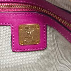 MCM Fuchsia Leather Zip Satchel 