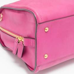 MCM Fuchsia Leather Zip Satchel 