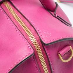 MCM Fuchsia Leather Zip Satchel 