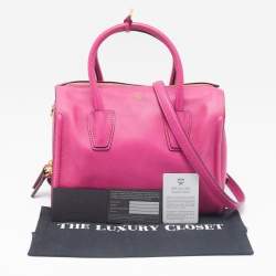 MCM Fuchsia Leather Zip Satchel 