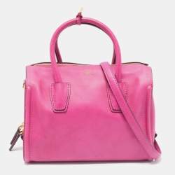MCM Fuchsia Leather Zip Satchel 