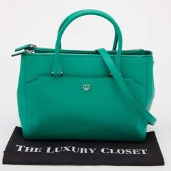 MCM Green Leather Convertible Tote