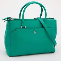 MCM Green Leather Convertible Tote