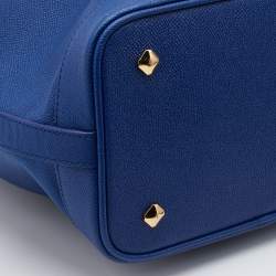 MCM Blue Leather RGB Story Drawstring Bucket Bag