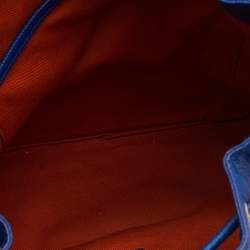 MCM Blue Leather RGB Story Drawstring Bucket Bag
