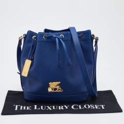 MCM Blue Leather RGB Story Drawstring Bucket Bag