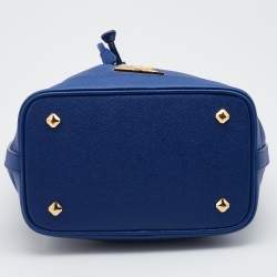 MCM Blue Leather RGB Story Drawstring Bucket Bag