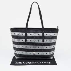 MCM Black/Silver Visetos Coated Canvas and Leather Shopper Tote