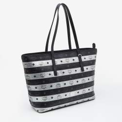 MCM Black/Silver Visetos Coated Canvas and Leather Shopper Tote