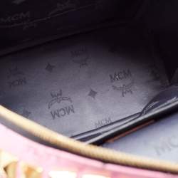 MCM Black/Pink Visetos Leather Large Studded Stark Backpack