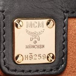 MCM Black Coated Canvas and Leather Studded Drawstring Backpack