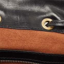 MCM Black Coated Canvas and Leather Studded Drawstring Backpack