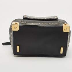MCM Black Coated Canvas and Leather Studded Drawstring Backpack