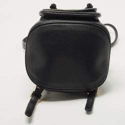 MCM Black Leather Mini Drawstring Backpack