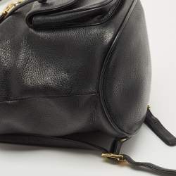 MCM Black Leather Mini Drawstring Backpack