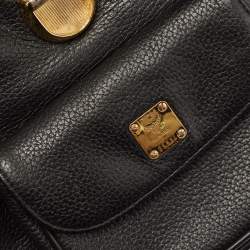 MCM Black Leather Mini Drawstring Backpack