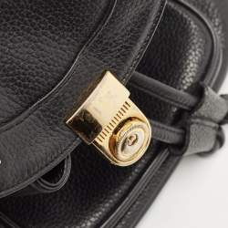 MCM Black Leather Mini Drawstring Backpack