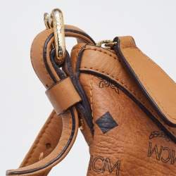 MCM Cognac Visetos Coated Canvas and Leather Hobo