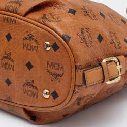 MCM Cognac Visetos Coated Canvas and Leather Hobo