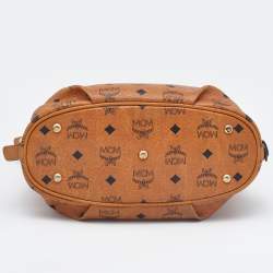 MCM Cognac Visetos Coated Canvas and Leather Hobo