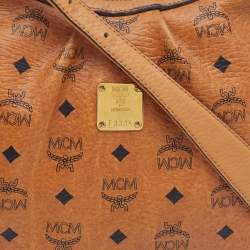 MCM Cognac Visetos Coated Canvas and Leather Hobo