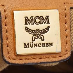 MCM Cognac Visetos Coated Canvas and Leather Hobo