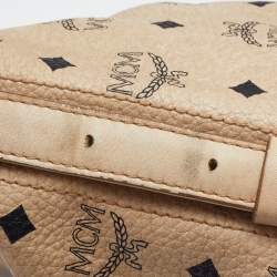 Pre Owned MCM Beige Visetos Coated Canvas and Leather Hobo