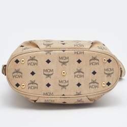 Pre Owned MCM Beige Visetos Coated Canvas and Leather Hobo