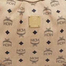 Pre Owned MCM Beige Visetos Coated Canvas and Leather Hobo