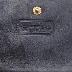 MCM Black Quilted Leather Embellished Flap Compact Wallet