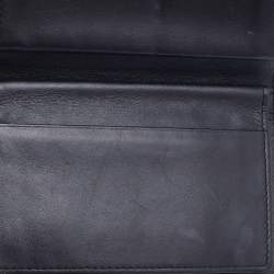 MCM Black Quilted Leather Embellished Flap Compact Wallet