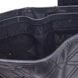 MCM Black Quilted Leather Embellished Flap Compact Wallet