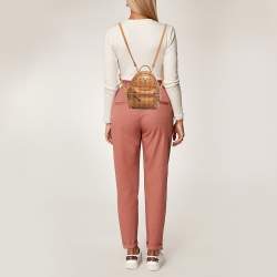 MCM Tan Visetos Coated Canvas and Leather Mini Studded Stark-Bebe Boo Backpack