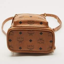 MCM Tan Visetos Coated Canvas and Leather Mini Studded Stark-Bebe Boo Backpack