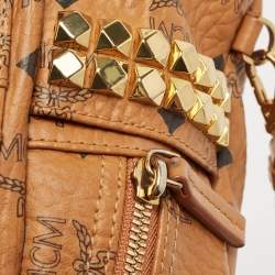 MCM Tan Visetos Coated Canvas and Leather Mini Studded Stark-Bebe Boo Backpack