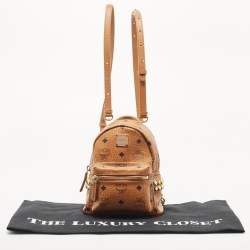 MCM Tan Visetos Coated Canvas and Leather Mini Studded Stark-Bebe Boo Backpack