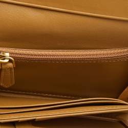 MCM Cognac Visetos Coated Canvas Flap Trifold Wallet