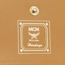 MCM Cognac Visetos Coated Canvas Flap Trifold Wallet