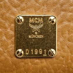 MCM Cognac Visetos Coated Canvas Flap Trifold Wallet
