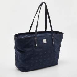 MCM Navy Blue Visetos Nylon and Leather Tote