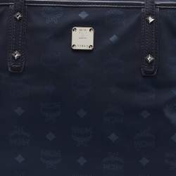 MCM Navy Blue Visetos Nylon and Leather Tote