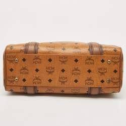 MCM Cognac Visetos Coated Canvas and Leather Satchel