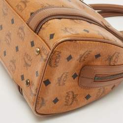 MCM Cognac Visetos Coated Canvas and Leather Satchel