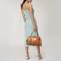 MCM Cognac Visetos Coated Canvas and Leather Satchel