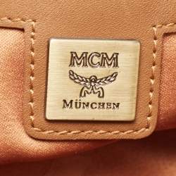 MCM Cognac Visetos Coated Canvas and Leather Satchel