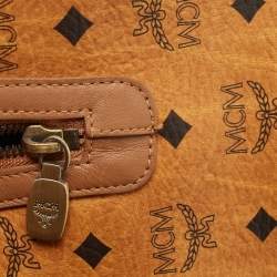 MCM Cognac Visetos Coated Canvas and Leather Satchel